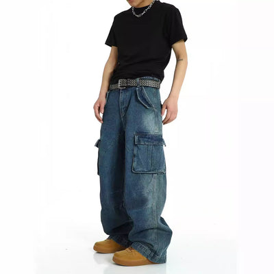 Korean Men's Multi-Pocket Jeans