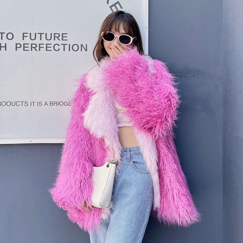 Korean Pink Fur Jacket