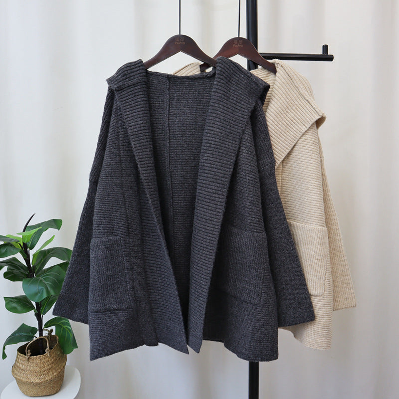 Korean Hooded Knitted Cardigan