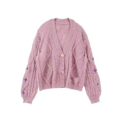 Koreanische bestickte Strickjacke