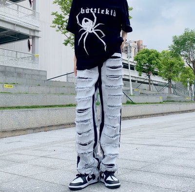 Korean Men's Straight Tassel Jeans