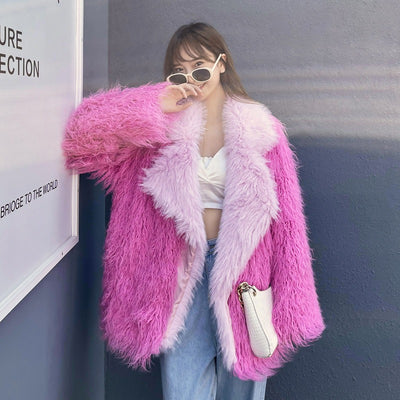 Korean Pink Fur Jacket