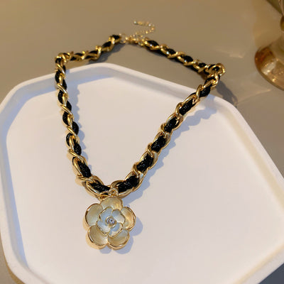 Korean Camellia Pearl Necklace