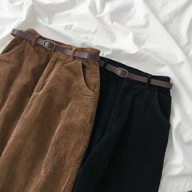 Pantalon Large Velours Côtelé Coréen