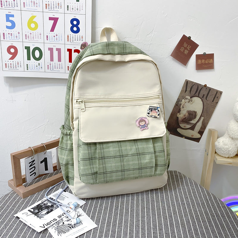 Koreanischer karierter Schulrucksack