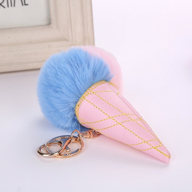 Korean Faux Fur Glazed Keychain