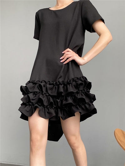 Korean Black Ruffle Dress