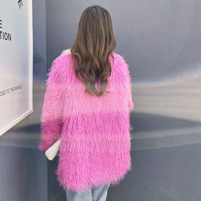 Korean Pink Fur Jacket