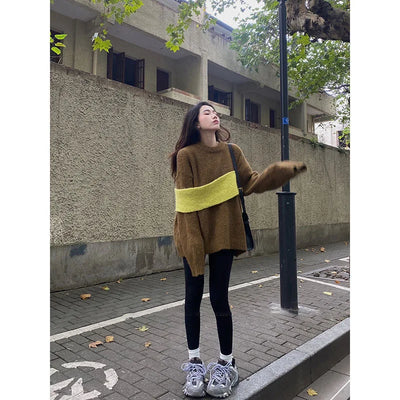 Korean Asymmetrical Patchwork Sweater