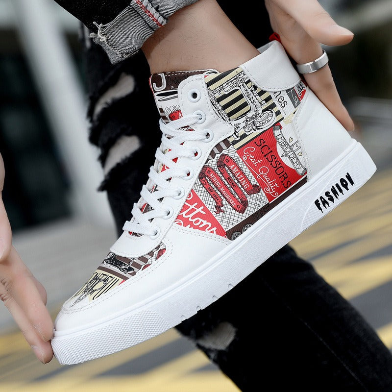 Korean Graffiti High Top Shoes for Men