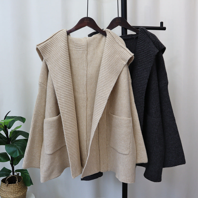 Korean Hooded Knitted Cardigan