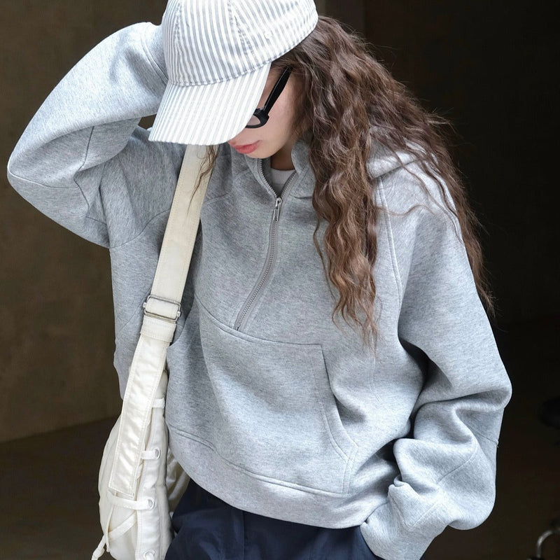 Sweat à Capuche Zippé Coréen Femme