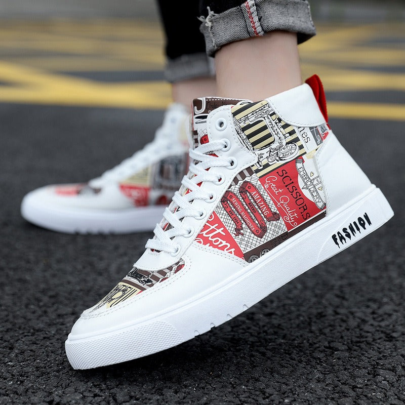 Korean Graffiti High Top Shoes for Men