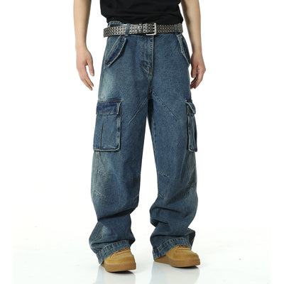 Korean Men's Multi-Pocket Jeans