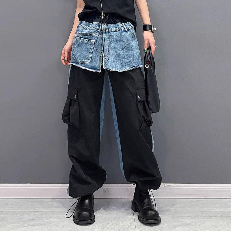 Korean Contrast Jeans for Women