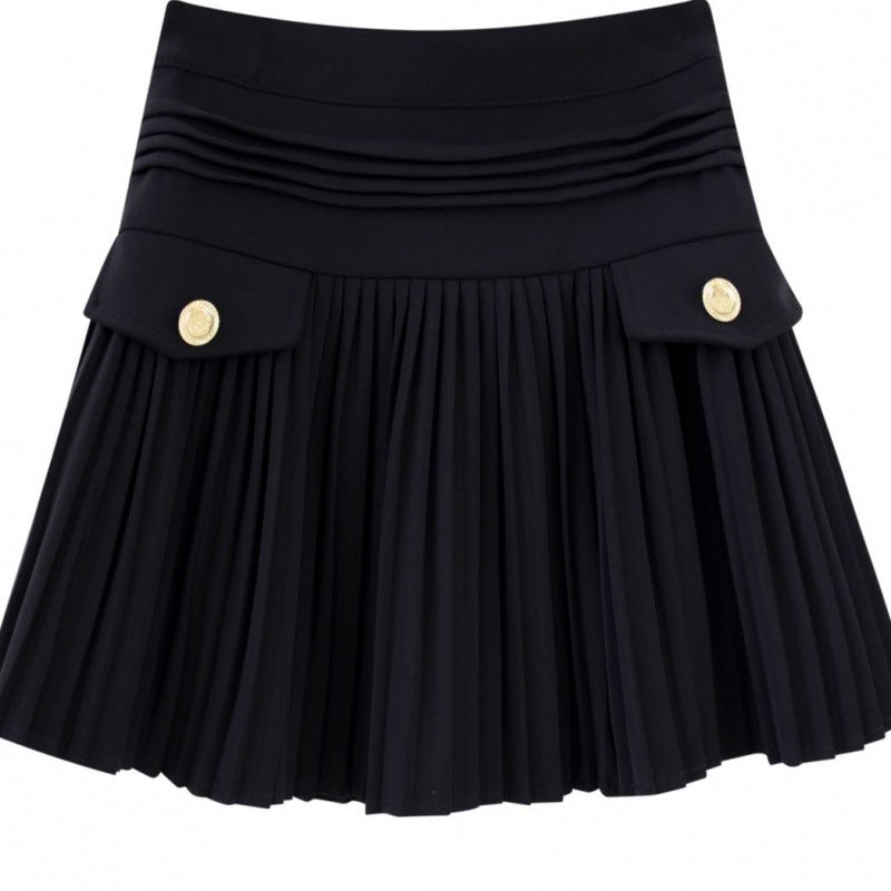 Korean High Waist Pleated Skirt