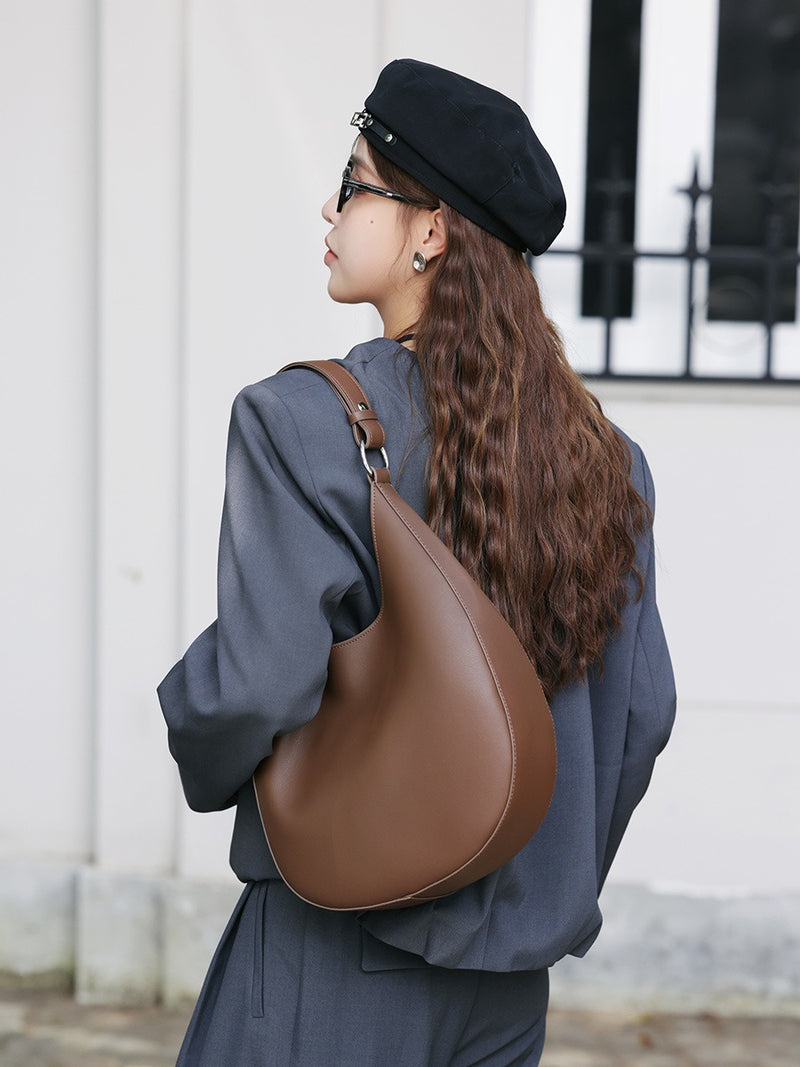 Korean Leather Croissant Shoulder Bag