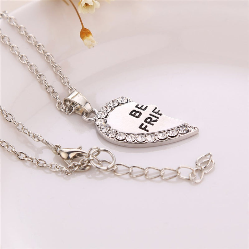 Korean Crystal Friend Heart Necklace