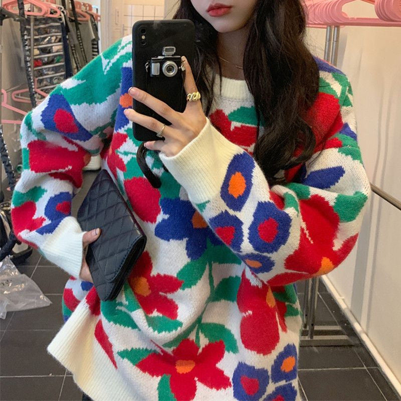 Korean Floral Sweater for Women