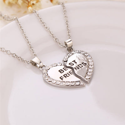 Korean Crystal Friend Heart Necklace