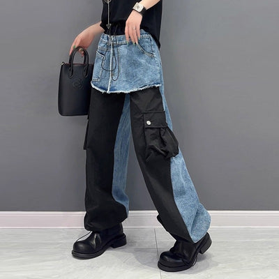 Korean Contrast Jeans for Women