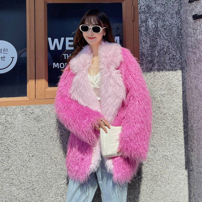 Korean Pink Fur Jacket