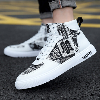 Korean Graffiti High Top Shoes for Men