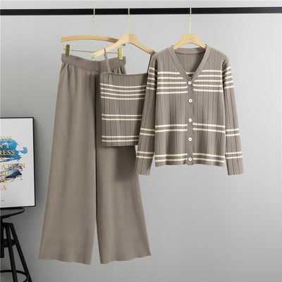 Korean Striped Knitted Set for Women