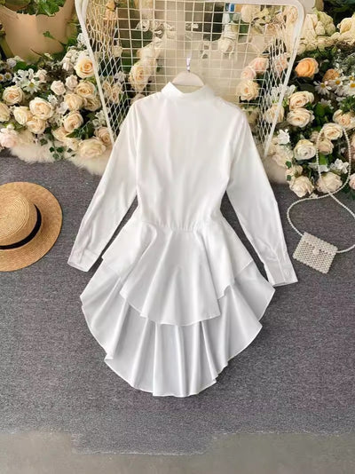 Korean Asymmetrical Ruffled Shirt