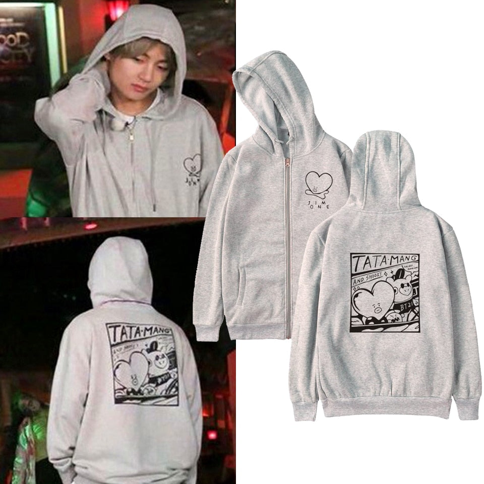 Bts V Wearing Hoodie Taehyung BTS Zip Sweatshirt – KoreanxWear