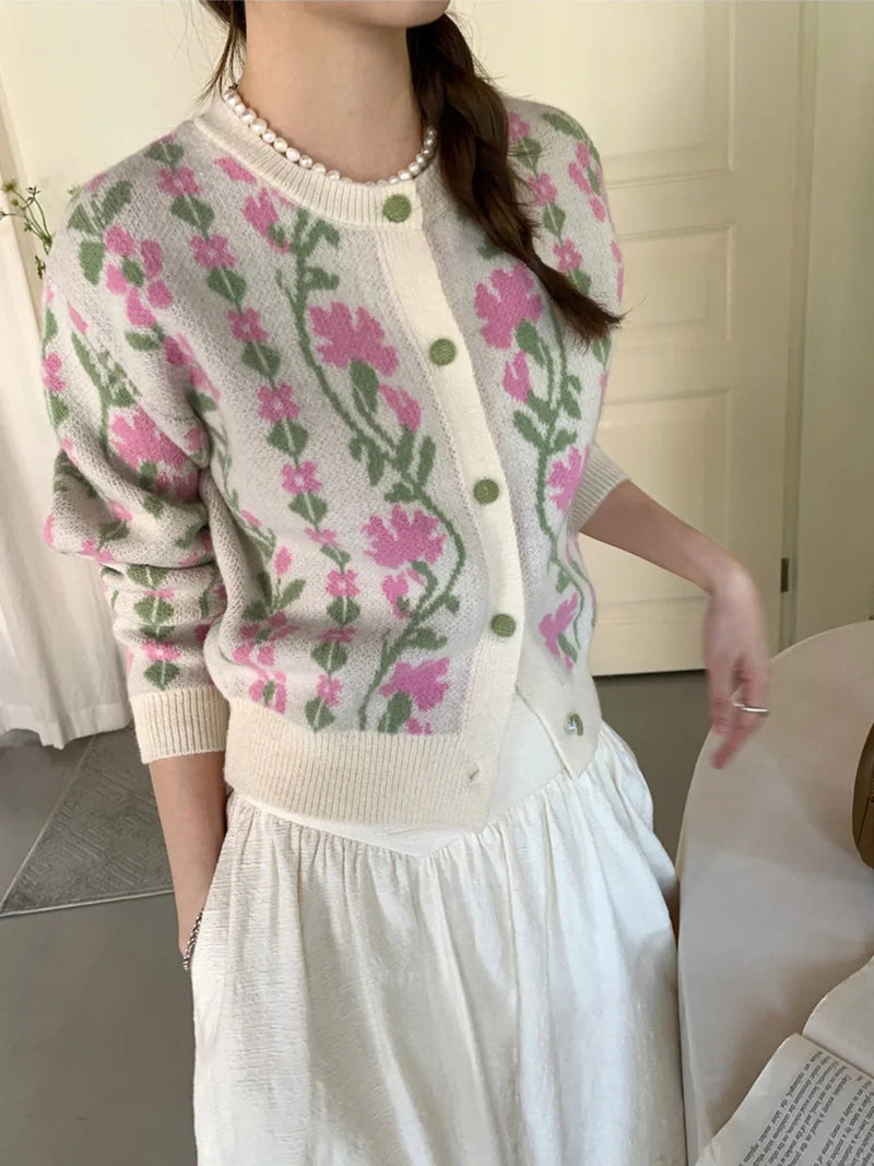 Beige Korean Knitted Cardigan