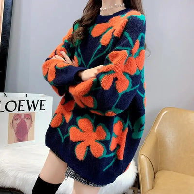 Korean Floral Sweater