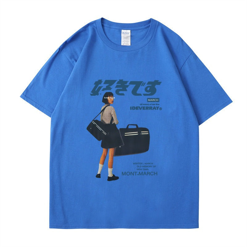 T-shirt Old Money Coréen Bleu
