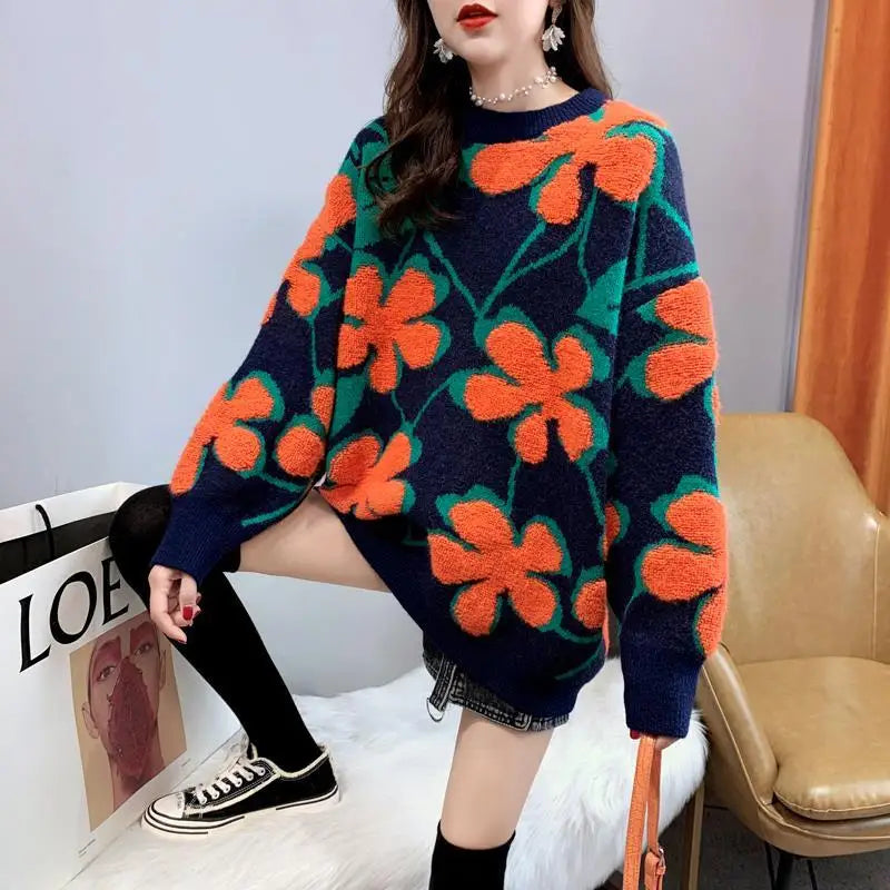 Korean Floral Sweater