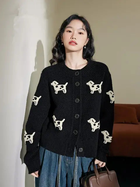 Korean Black Knitted Cardigan