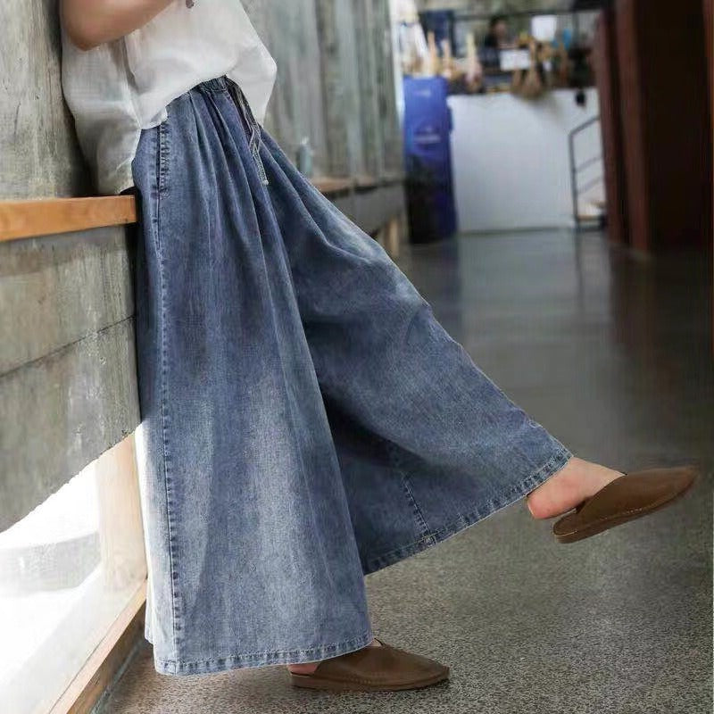 Pantalon Évasé en Jean Style Coréen