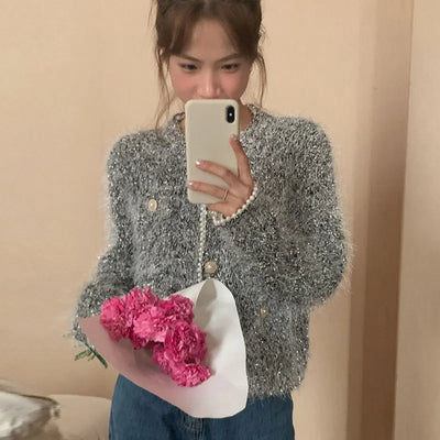 Korean Pearl Cardigan Women