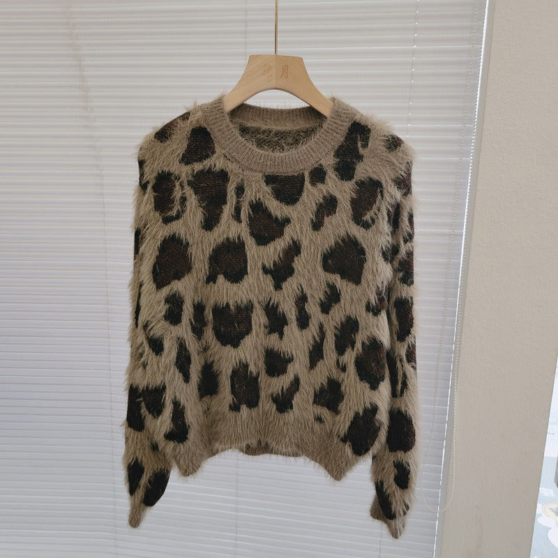 Koreanischer Leopardenpullover für Damen