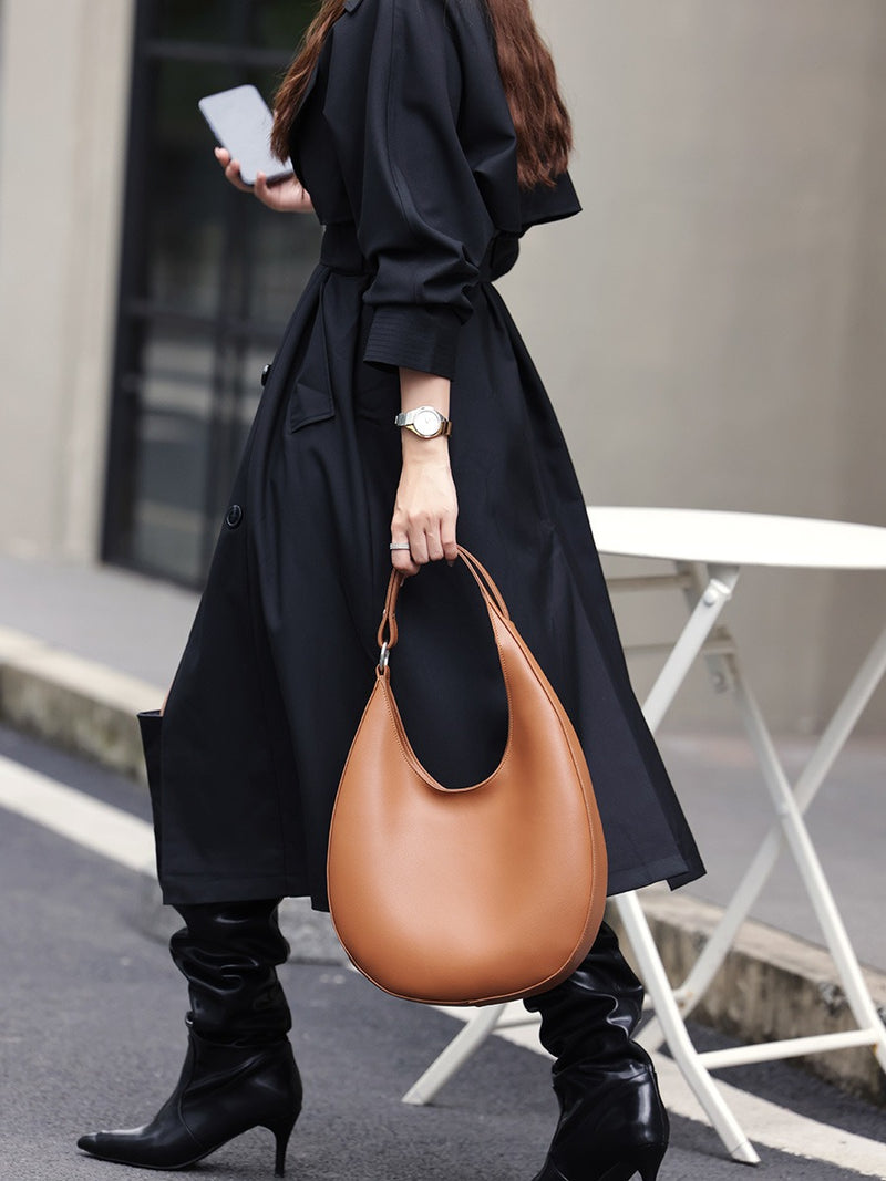 Korean Leather Croissant Shoulder Bag