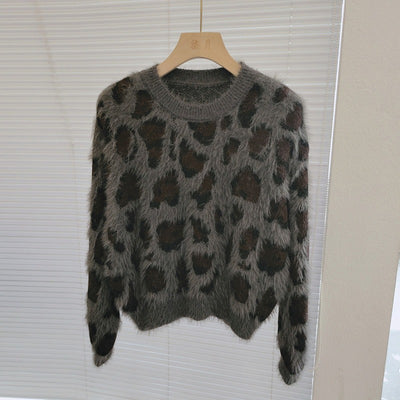 Koreanischer Leopardenpullover für Damen