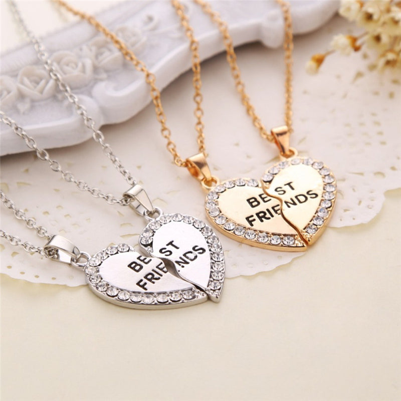 Korean Crystal Friend Heart Necklace