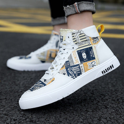 Korean Graffiti High Top Shoes for Men