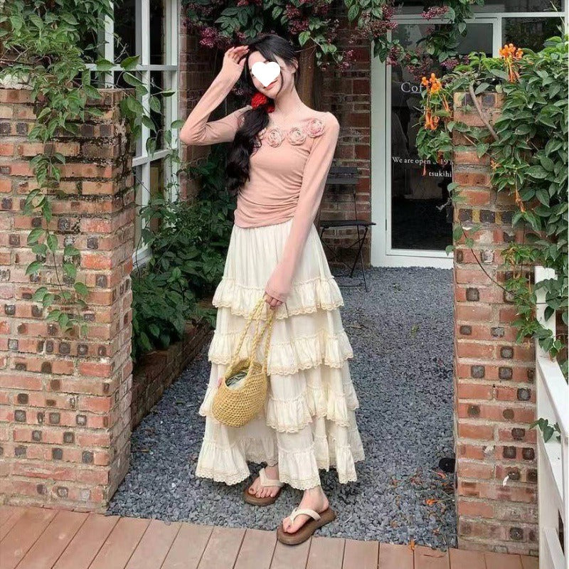 Korean High Waist Long Skirt