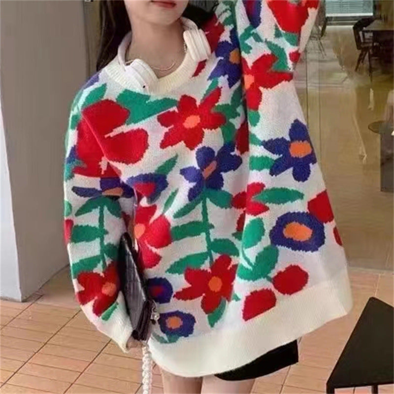 Korean Floral Sweater for Women