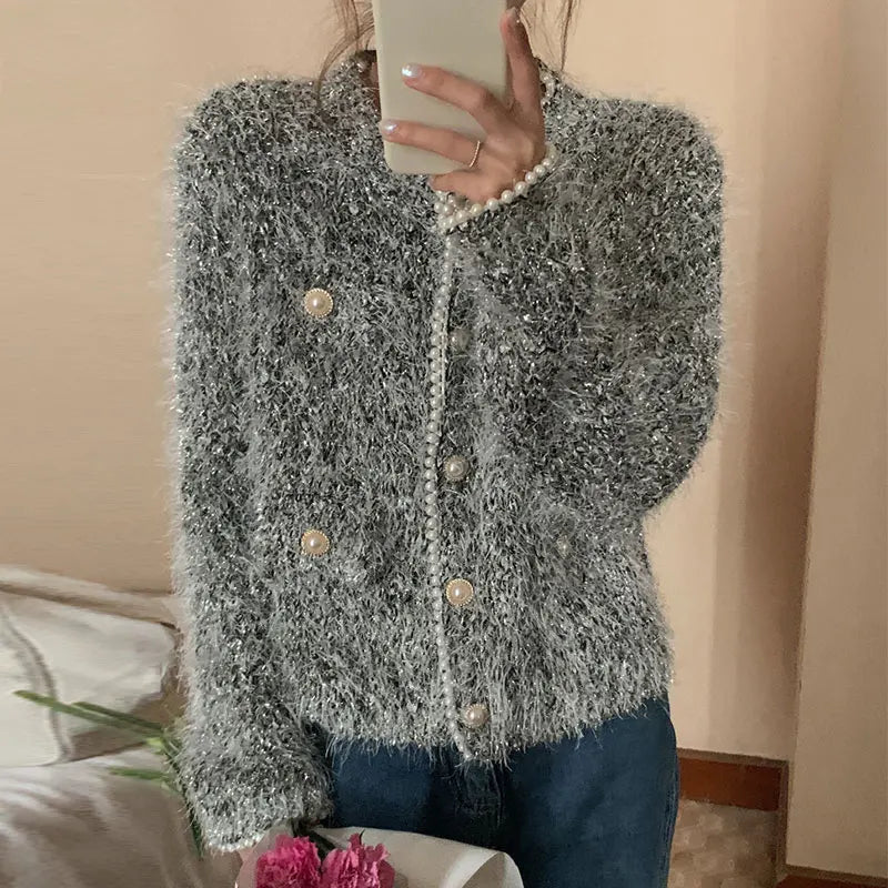 Korean Pearl Cardigan Women