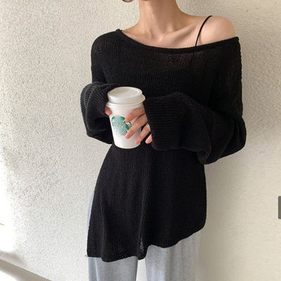 Koreanischer Off-Shoulder-Pullover