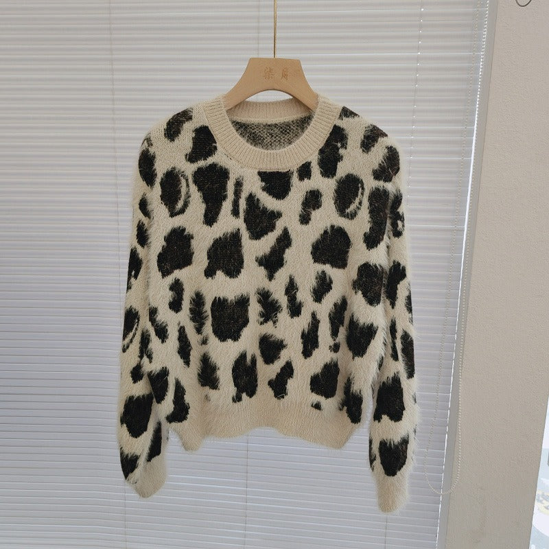 Koreanischer Leopardenpullover für Damen