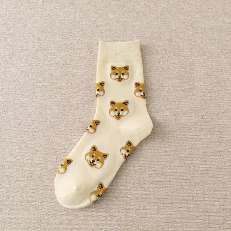 Korean Patterned Mid-Calf Socks