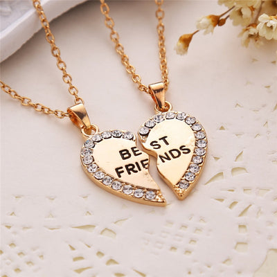 Korean Crystal Friend Heart Necklace