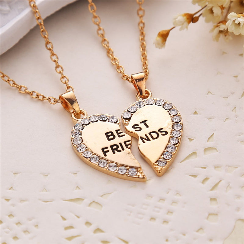 Korean Crystal Friend Heart Necklace